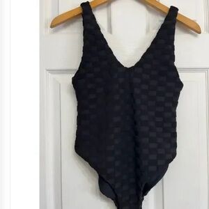 Skatie Amanda Textured Black Checkered Swimsuit